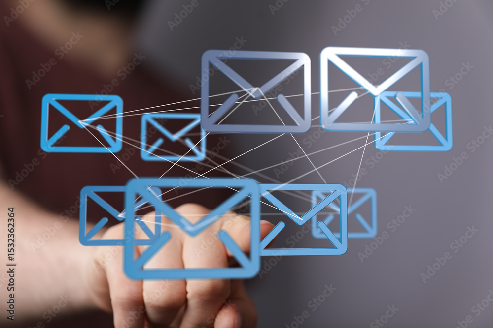 Poster seamless email connectivity. modern communication visualized.