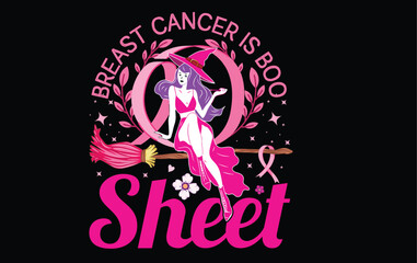 Halloween Breast Cancer Awareness T-Shirt Design | Pink Ribbon | Spooky Cute | Support Tee