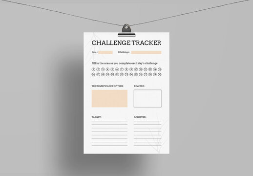 Minimal Monthly Challenge Goal Sheet