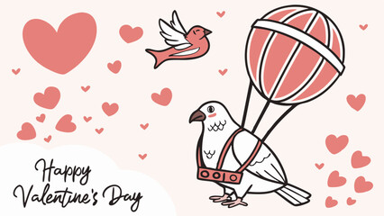 Romantic Happy Valentine’s Day Illustration With Couple Smiling, Hearts, And Decorative Leaves For Love And Holiday Design
