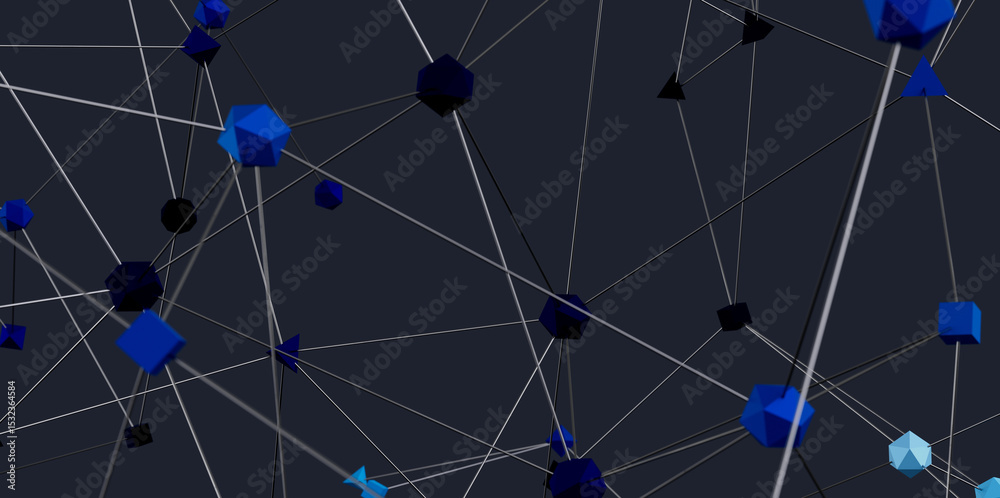 Fototapete Abstract 3D rendering of a network connection. Ideal for technology, data, and connectivity concepts.