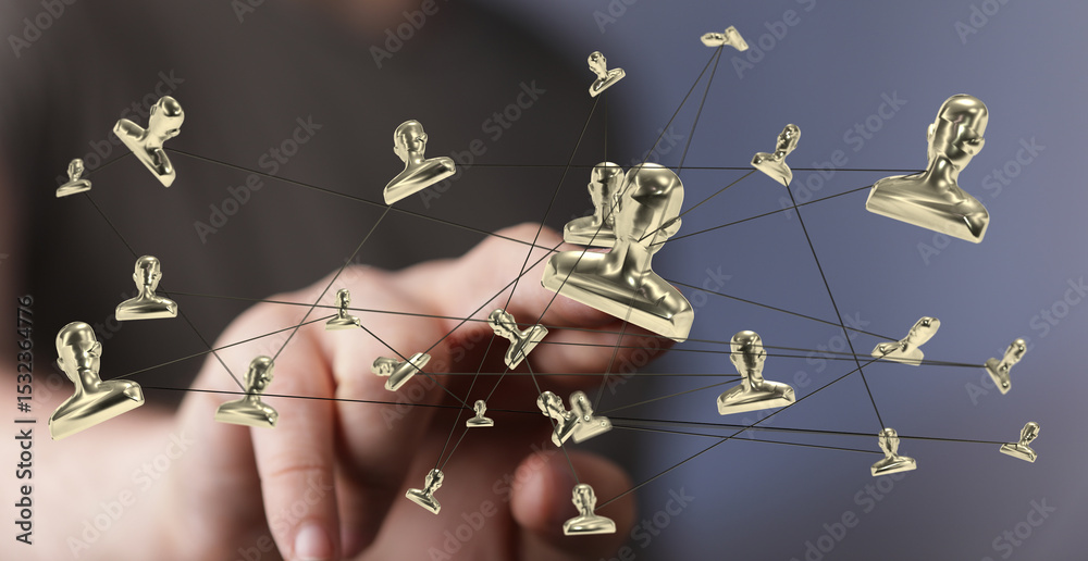 Poster abstract image of a network connection, symbolizing teamwork, collaboration, and global business.