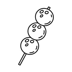 Three meatballs on a skewer line art illustration