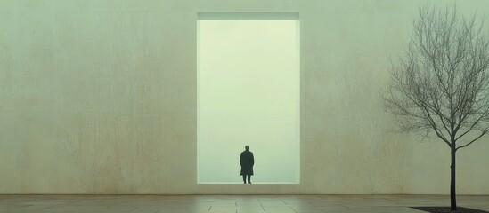 Solitude: A Figure Contemplates the Vastness of an Open Doorway