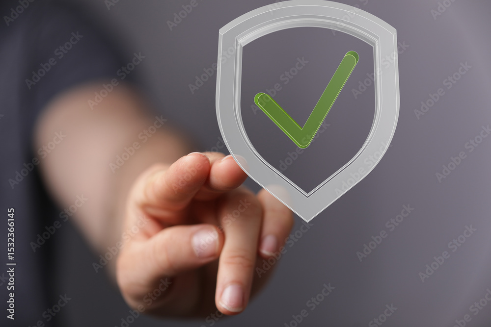 Aufkleber digital shield graphic showing secure data and approved access. safety and protection concept.