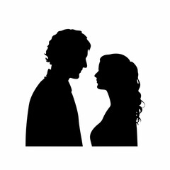 male and female Facing Each Other  Black Illustration