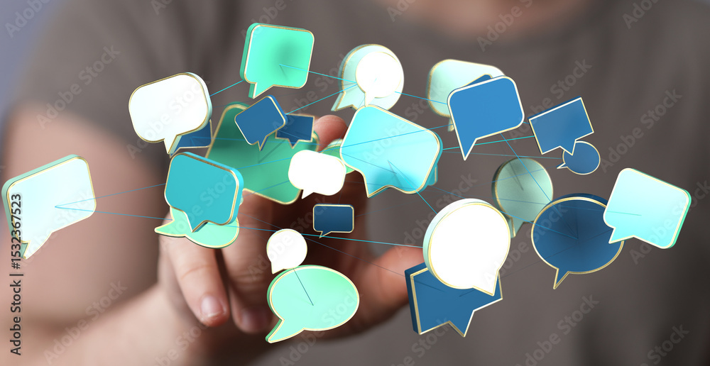 Poster seamless communication. modern technology connecting people worldwide through instant messaging and 