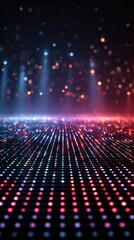 Neon dance floor with abstract light trails and vibrant colors, capturing the energy of nightlife.
