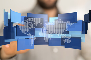 Abstract digital world map concept.  Perfect for technology, global business, and networking.
