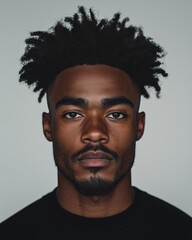 Young man with natural afro and direct stare