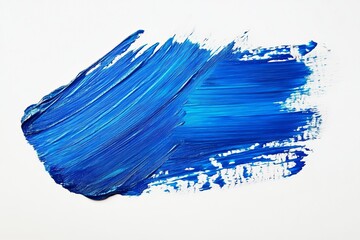 Bold abstract blue brush stroke on white canvas conveying creativity, energy, simplicity, and expressive artistic motion