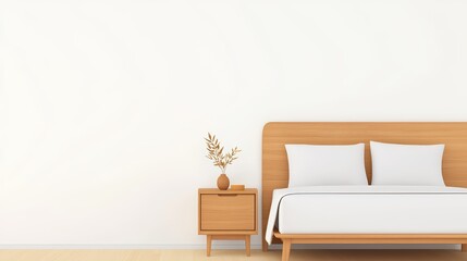 Modern Minimalist Bedroom Design with Natural Wood Furniture and Serene White Walls for Relaxation and Comfort
