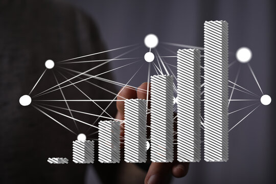 Visual representation of business growth, data analysis, and network connections.