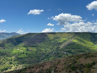 Obraz premium A landscape with hills and trees