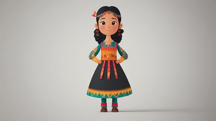 Cartoon figure in Québecois traditional dress, minimal lines
