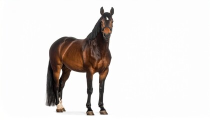 Horse over white background, no shadow