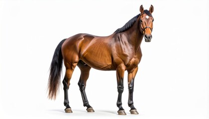 Obraz premium Horse over white background, no shadow