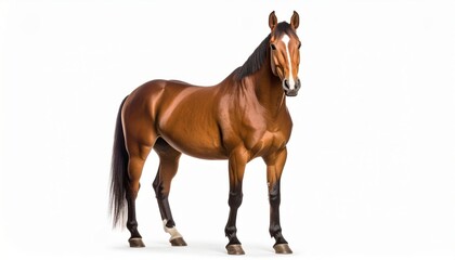 Naklejka premium Horse over white background, no shadow