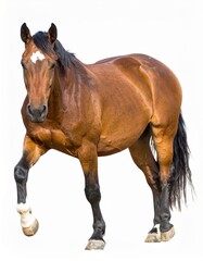 Obraz premium Horse over white background, no shadow