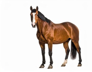 Fototapeta premium Horse over white background, no shadow