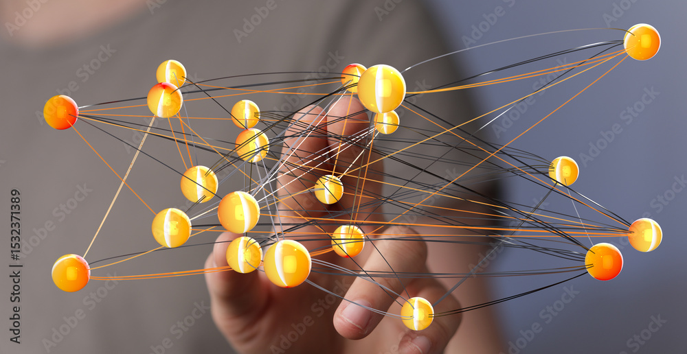 Poster Abstract image of a network connection.  Perfect for technology, communication, and global concepts.
