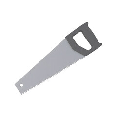 3D Icon black hand Saw for wood, mockup in close up on white background