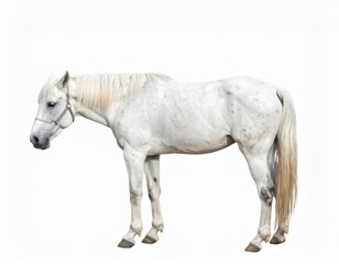 White horse over white background, no shadow