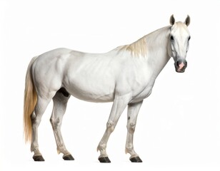 Fototapeta premium White horse over white background, no shadow
