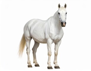 White horse over white background, no shadow