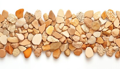 Beige and Brown Pebbles on White Background