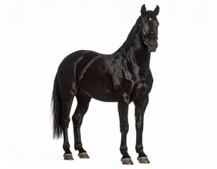 Fototapeta premium Black horse over white background, no shadow