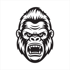 Angry Gorilla Head Vector Illustration,Cool Gorilla Face Logo Design,Fierce Gorilla Mascot Vector Art,Aggressive Gorilla Head Drawing,Wild Gorilla Face Graphic Design,Cartoon Style Gorilla Head Vector