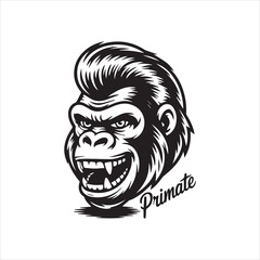 Angry Gorilla Head Vector Illustration,Cool Gorilla Face Logo Design,Fierce Gorilla Mascot Vector Art,Aggressive Gorilla Head Drawing,Wild Gorilla Face Graphic Design,Cartoon Style Gorilla Head Vector