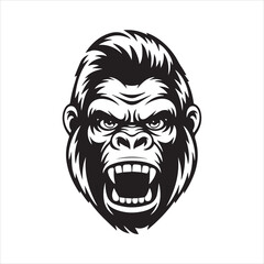 Angry Gorilla Head Vector Illustration,Cool Gorilla Face Logo Design,Fierce Gorilla Mascot Vector Art,Aggressive Gorilla Head Drawing,Wild Gorilla Face Graphic Design,Cartoon Style Gorilla Head Vector