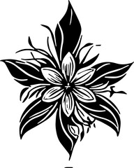 black and white tribal flower