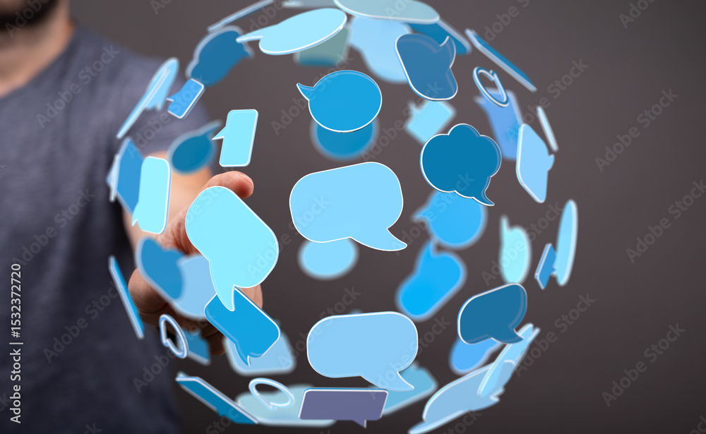 Poster seamless communication, worldwide connections. visualizing global conversations and digital interact