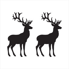 Deer Silhouette Vector Illustration,Wild Deer Antler Silhouette Design,Standing Deer Silhouette Graphic,Forest Deer Silhouette Artwork,Deer Vector Outline for T Shirt Design,Elegant Deer Silhouette