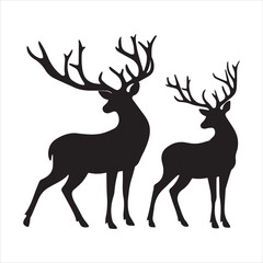 Deer Silhouette Vector Illustration,Wild Deer Antler Silhouette Design,Standing Deer Silhouette Graphic,Forest Deer Silhouette Artwork,Deer Vector Outline for T Shirt Design,Elegant Deer Silhouette