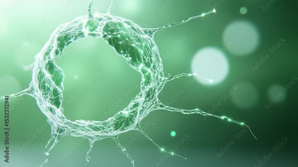 Poster Abstract Neuron: A visually striking, digitally crafted image that showcases a stylized neuron against a soft, gradient background, the neuron's intricate structure illuminated with a soft.