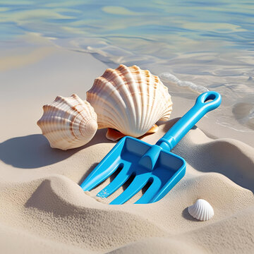 paletta di plastica con conchiglie