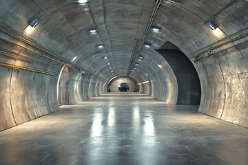 Long concrete tunnel interior architecture lighting design