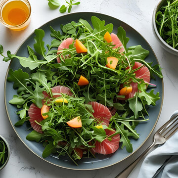 carpaccio con rucola e verdure fresche
