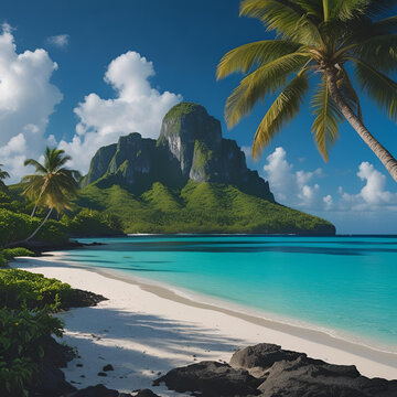 isola tropicale con palme e spiaggia