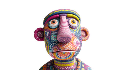 Colorful expressive clay cartoon face close-up