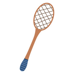 Hand drawn wooden badminton racket vector illustration