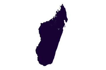 Map of Madagasсar, sign silhouette. World Map Globe. Vector Illustration isolated on white background. African continent.