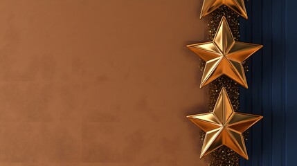 Elegant Gold Stars on Brown and Blue Background