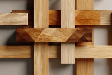 Wooden Cross Section: An artistic display of intricate wooden planks intersect, creating a visually appealing textured surface.