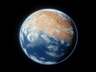 Fototapeta premium A 3D picture shows what Mars might look like after we make it livable. 