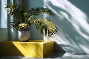 Sunshine and Shadow Plant: A striking image that beautifully showcases a potted plant, bathed in the interplay of sunlight and shadows.